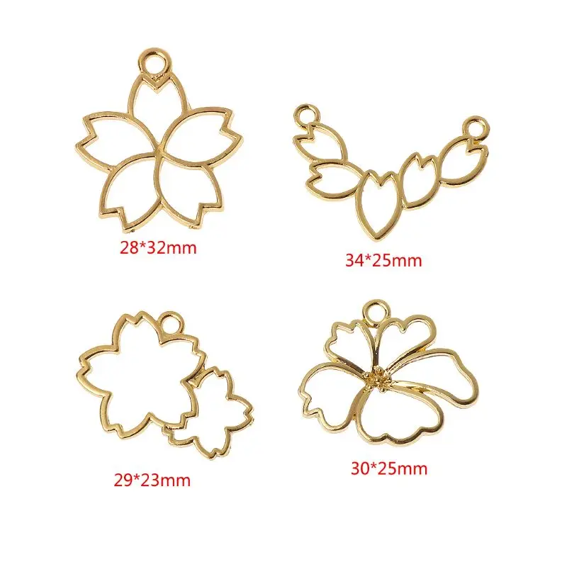 

4Pcs Cherry Flowers Blank Frame Pendant Open Bezel Setting UV Resin Jewelry DIY Epoxy Resin Charm