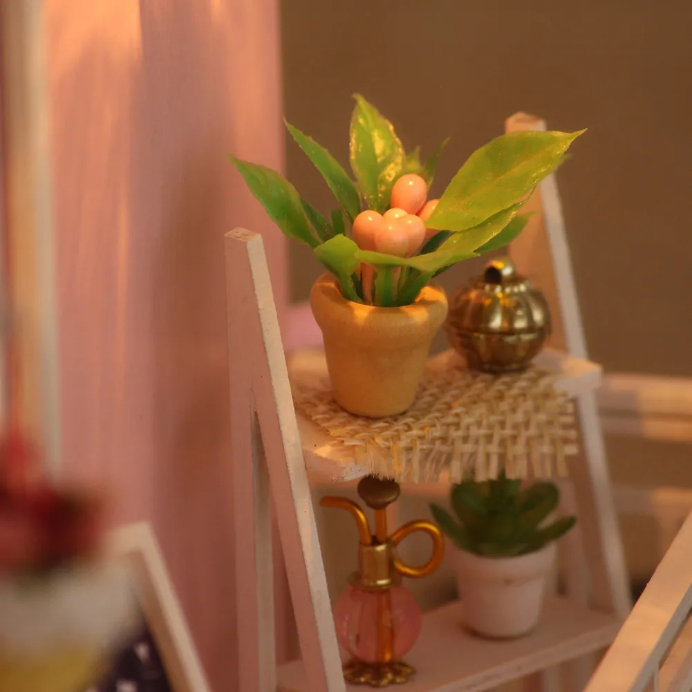 Элегантный DIY кукольный домик с мебелью 3D креативная деревянная модель ручной работы кукольный дом подарок на день рождения Дети розовые воспоминания игрушки CF02# D