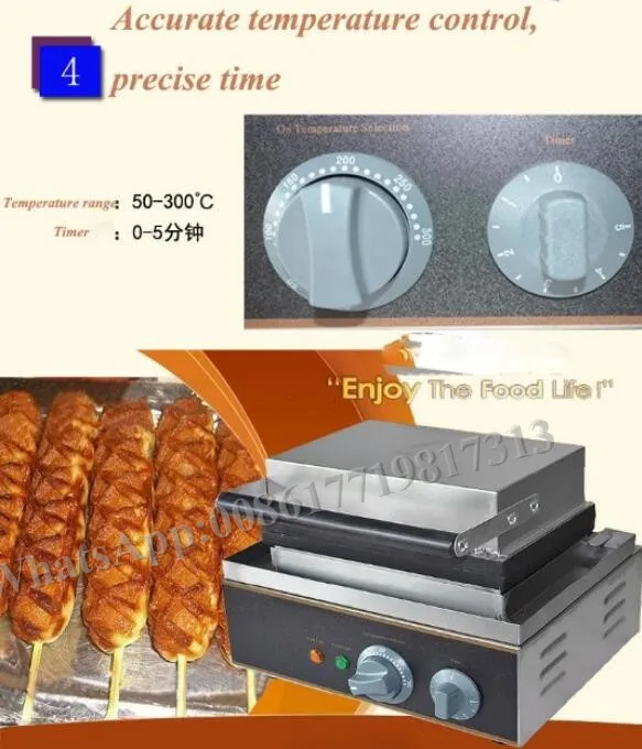 Commercial gas 4pcs Crispy corn hot dog Waffle maker/Hot dog machine/French Muffin sausage Machine