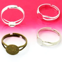 20pcs 2019 ring blank base set cabochon 8mm 10mm diy fashion ring jewelry making adjustable ring