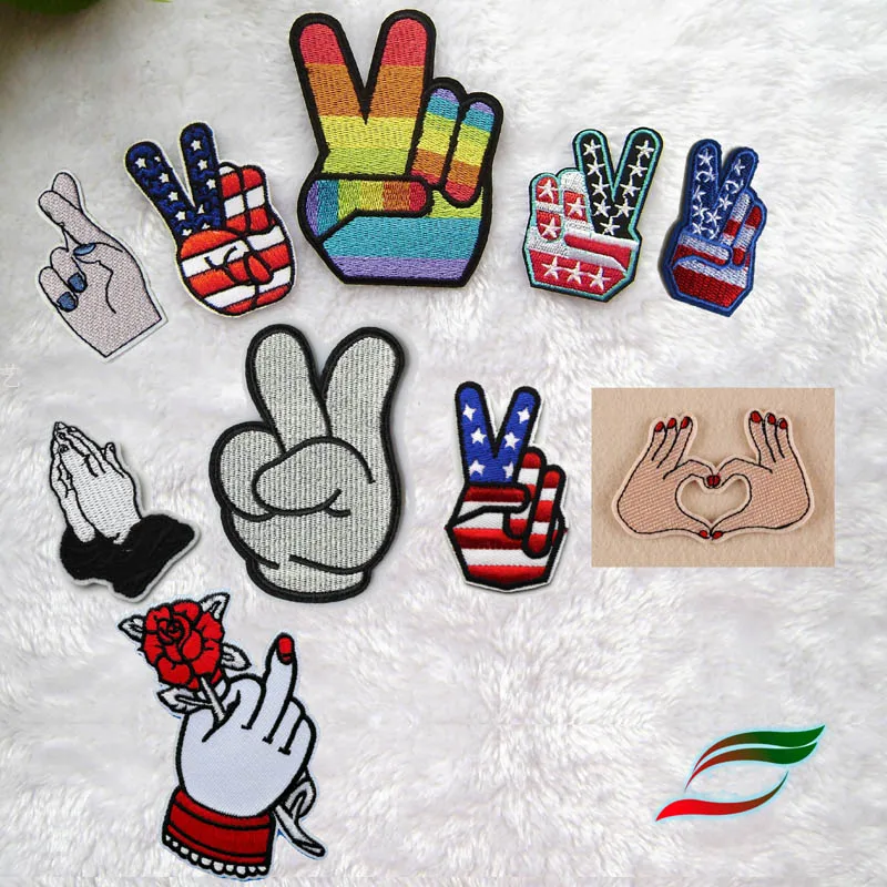 Back tape stick color finger V victory gesture five-star clothes patch decoration can be ironed | Дом и сад
