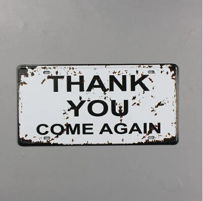 Винтажный стиль спасибо за номерной знак настенный стикер жестяной