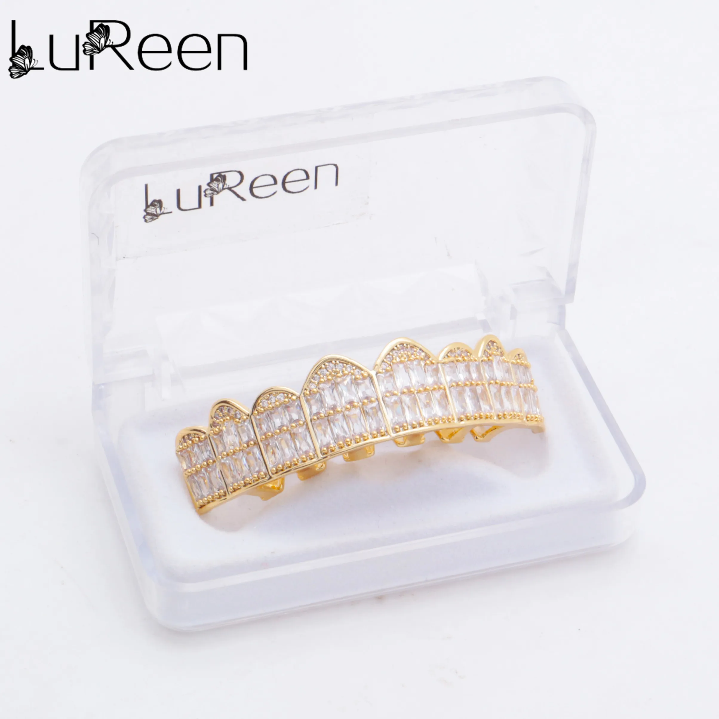 Золотые коронки LuReen верхние и нижние Зубные стоматологический хип хоп гриль для