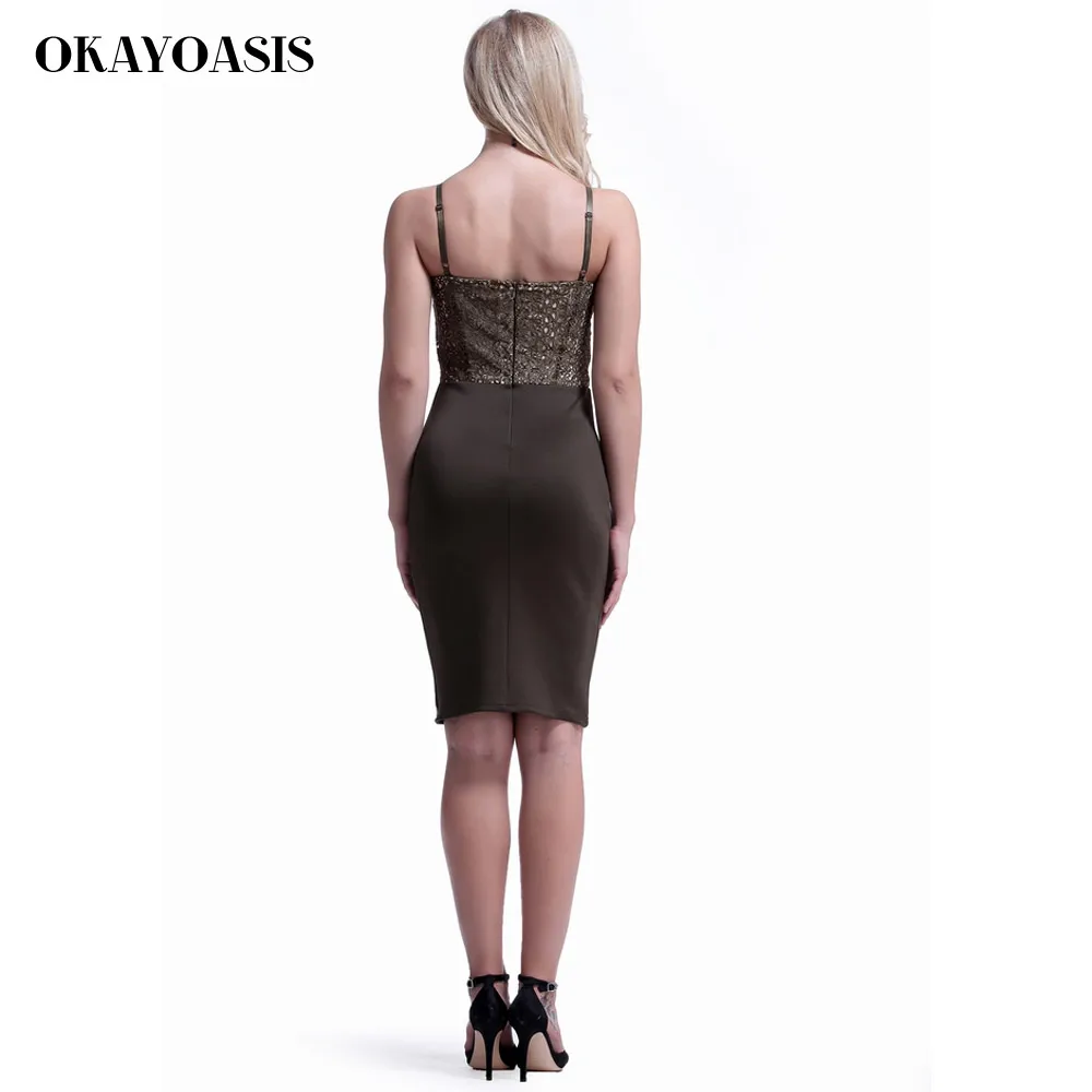 OKAYOASIS 2017 шикарное летнее Бандажное платье для женщин на тонких бретельках