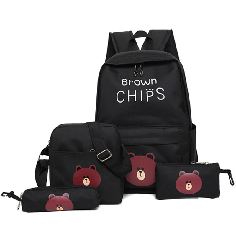 

4 piece set middle school student schoolbag big children travel backpack waterproof bag shoulder bags Boy girl hand backpacks