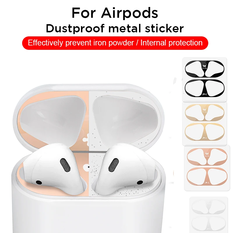 Metal Plating Dust Guard Protect Sticker For Apple AirPods 1:1 Luxury Scratchproof Inner Coque 1 2 Universal Case | Электроника
