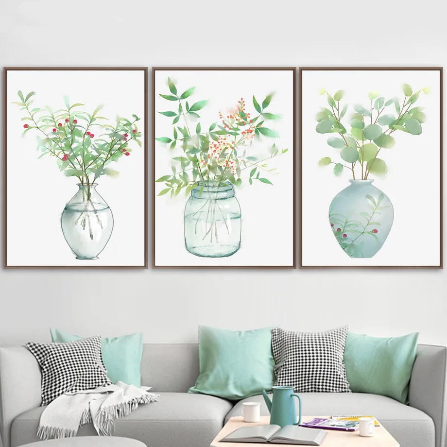 

Watercolor Flower Vase Wall Art Canvas Painting Nordic Posters And Prints Wall Pictures For Living Room Modern Home Decoration