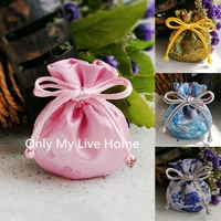 2pcs cute mini chinese style lucky sachet bag drawstring silk satin brocade jewelry pouch earrings bracelet ring gift packaging
