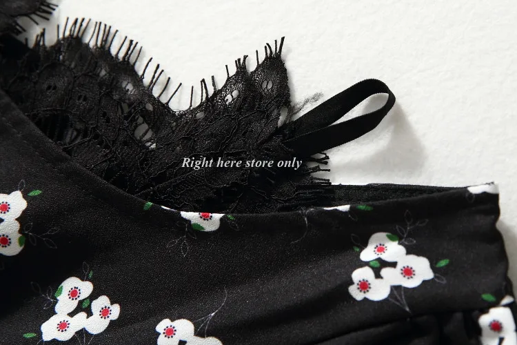 2019 Для женщин летние Винтаж черный Цветочный принт Кружевное облегающее платье