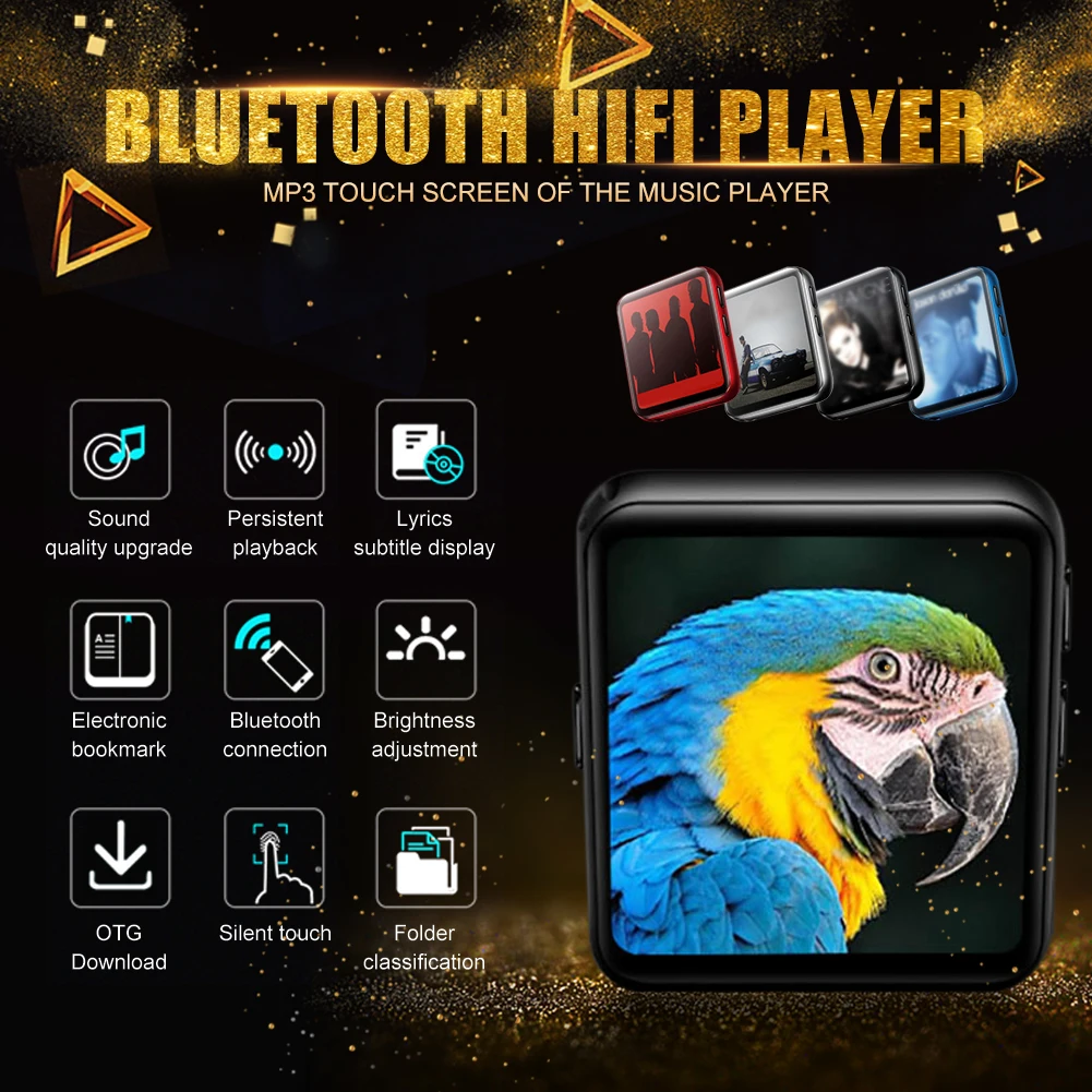 Мини-клип Bluetooth 4,2 MP4 плеер металлический сенсорный экран HIFI без потерь Звук Музыка Видео плеер Поддержка FM, рекордер, A-B Повтор