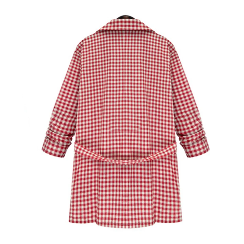 С длинным рукавом Женская пиджаки работа костюмы Белый Plaid Button Blazer офис форма