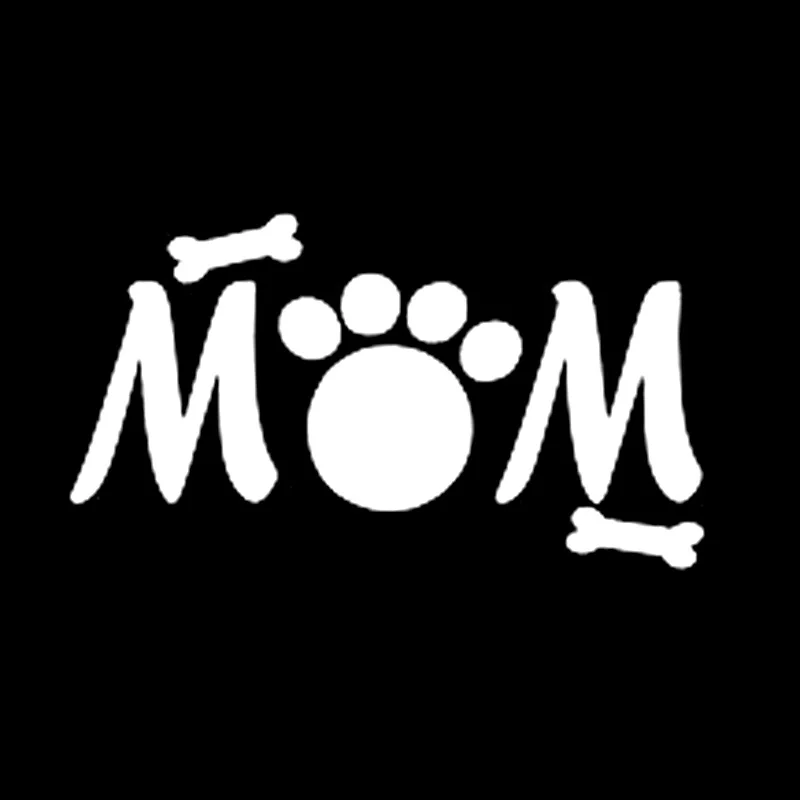 Забавная наклейка с надписью Mom With Dog Paw Bones черная/серебристая 12 см * 6 7 | Автомобили