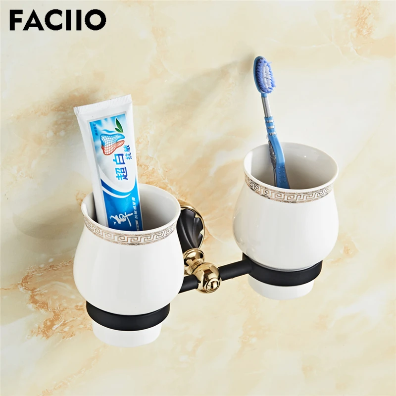 FACIIO античный держатель чашки для зубной щетки аксессуары для ванной комнаты настенный двойной подстаканник наборы зубных щеток Держатели полки 5855