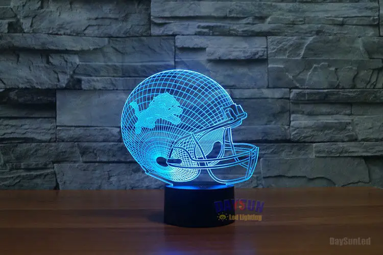 Ночь лунный свет Бесплатная доставка НФЛ Детройт Лайонс 3D ночник 7 цветов