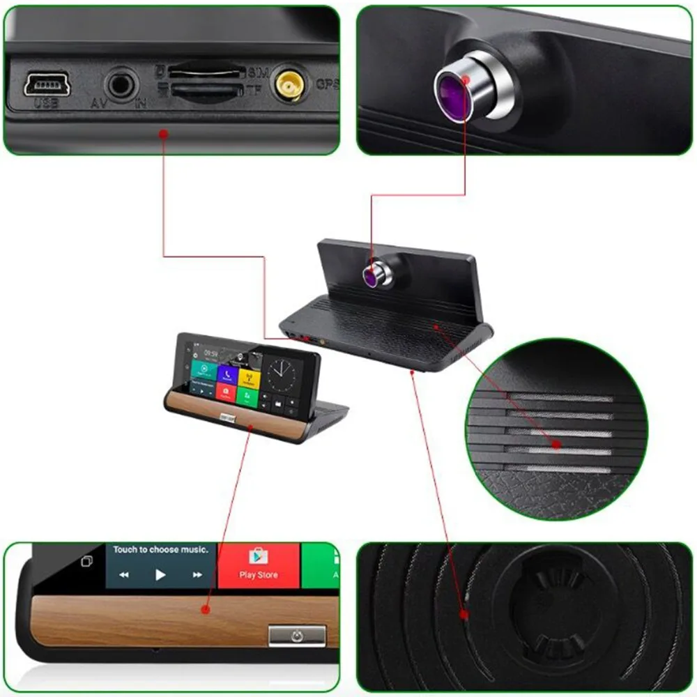 Автомобиль тире Камера DVR 6 8 &quotAndroid 5 0 автомобиля gps навигации WI FI 1080 P видео
