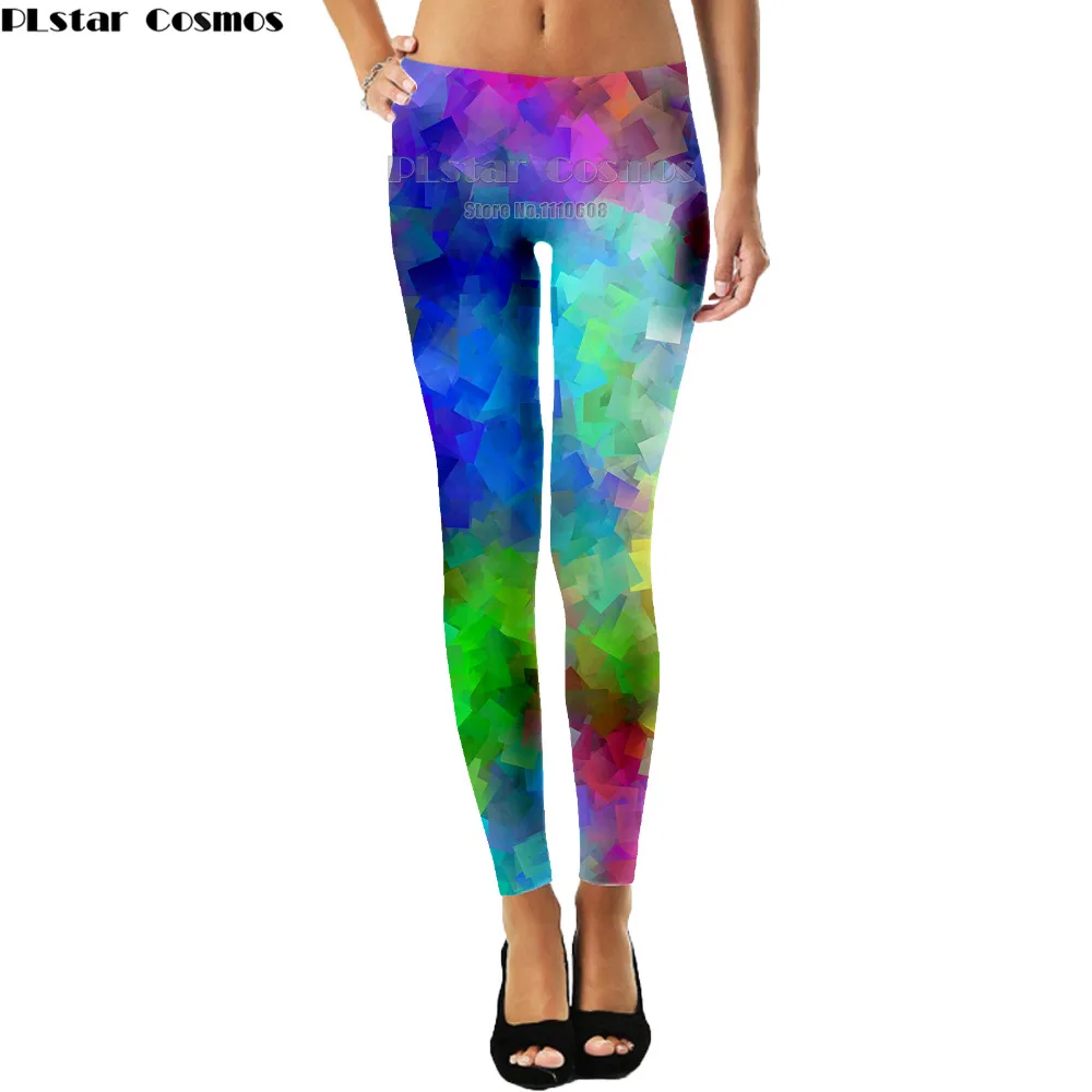 

PLstar Cosmos Brands Printed Women Legging Colorful Triangles Rainbow Legins High Waist Elastic Leggins Silm Women Pants S -3XL