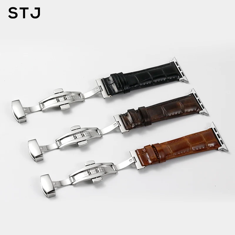 STJ телячьей кожи ремешок для наручных часов Apple Watch серии 3/2/1, 42 мм, 38 мм, версия для наручных часов Apple Watch спортивный ремешок для наручных часов iWatch серии 4 40 мм 44 мм