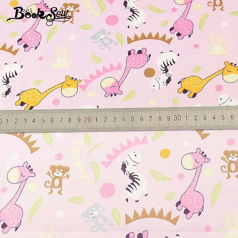 Booksew 100% хлопчатобумажная ткань Животное зоопарк Дизайн Розовая Ткань Домашний
