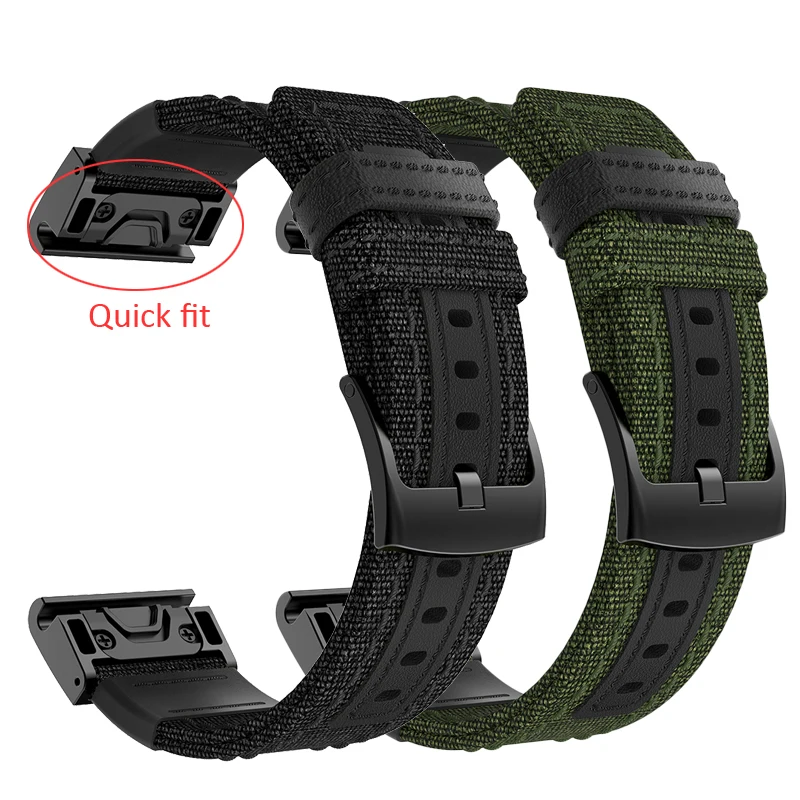 Ремешок нейлоновый для наручных часов Garmin Fenix 5 5Plus быстросъемный холщовый