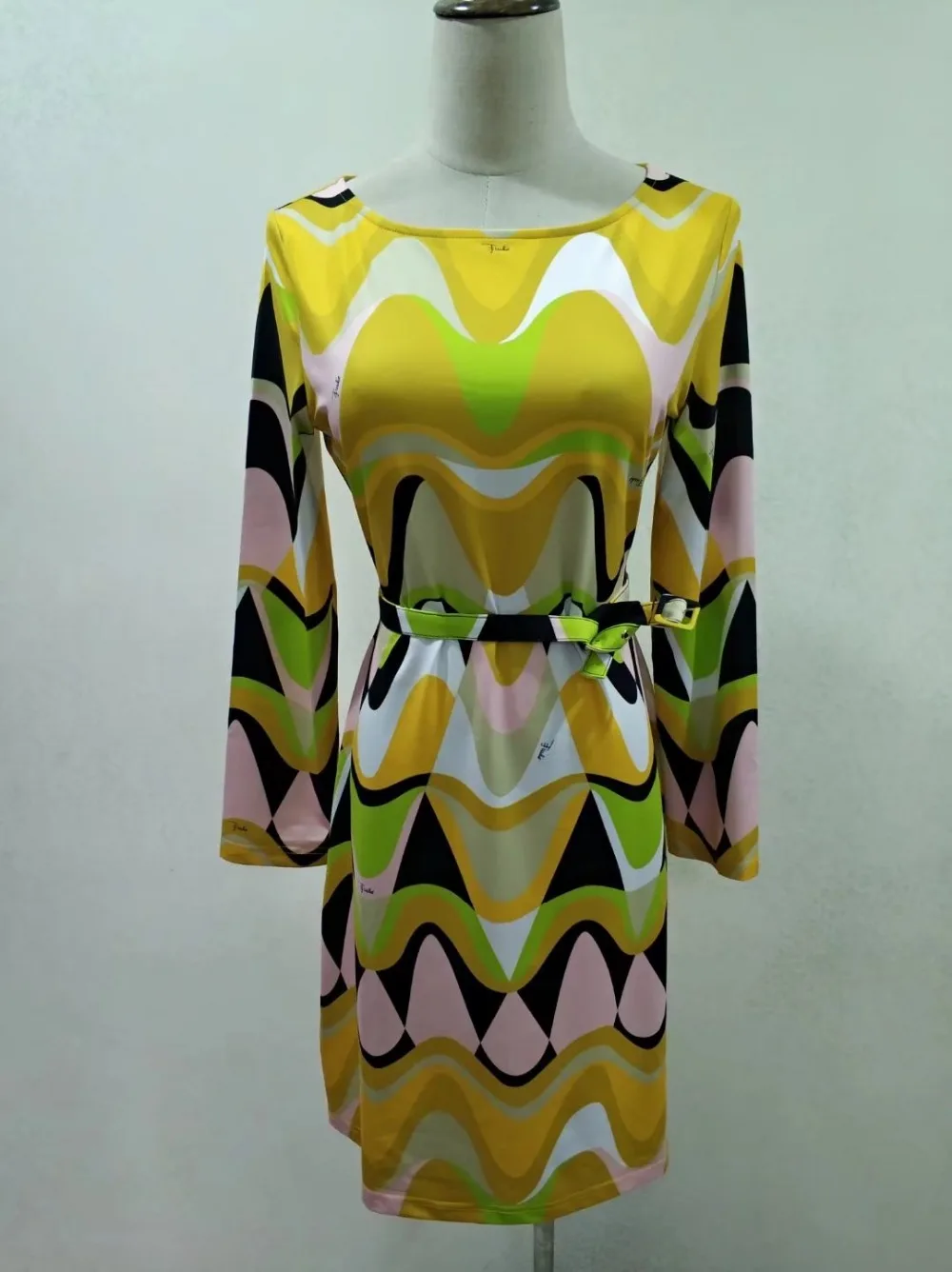 Модное дизайнерское платье epucci женское с длинными рукавами желтое