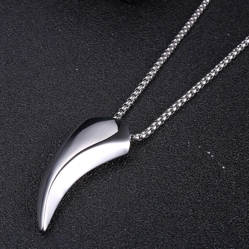 Stainless Steel ox Horn Pendant Necklace Men womens long Hiphop/Rock Style Charm jewelry | Украшения и аксессуары