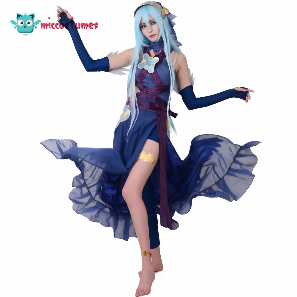 Женское платье из аниме Fates Conquest Azura синий костюм для косплея (наклейки и вуаль в