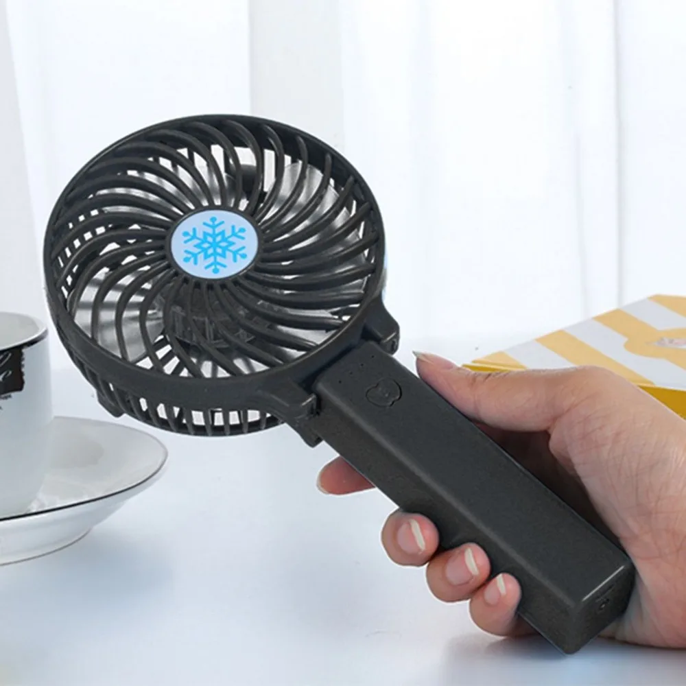Handheld USB Fan Cooler Portable Mini Battery Operated Rechargeable Foldable Handy Small Desk Desktop Cooling Black |