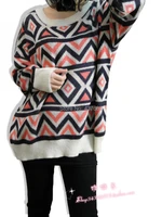 new fashion women autumn winter irregular geometric patterns graphic loose and comfortable sweater tops