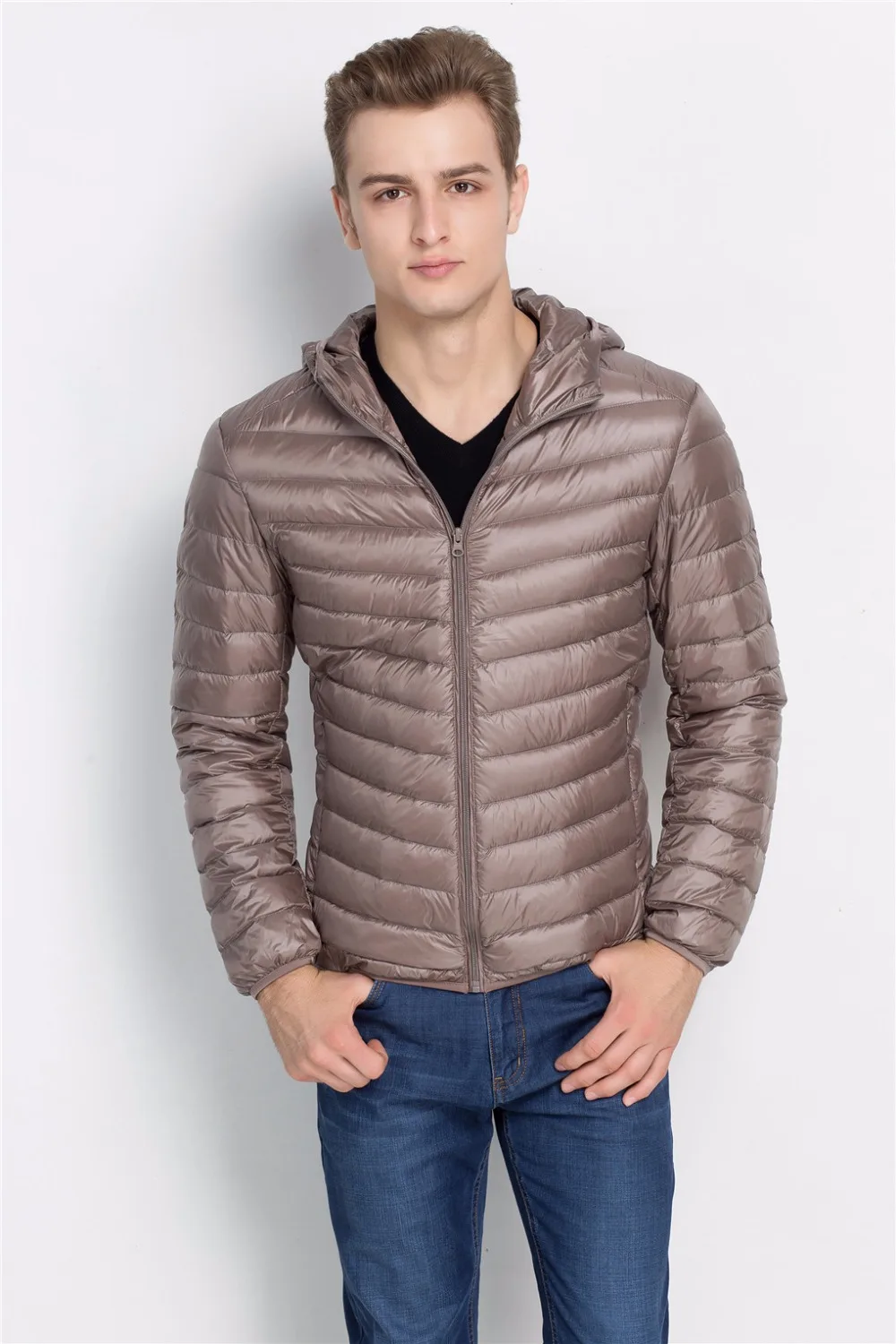 

Men Fall/Winter White Duck Down Jacket Hooded Jackets 9 Colors Ultra Light Travel Pocketable Portable Warm Coat Outwear