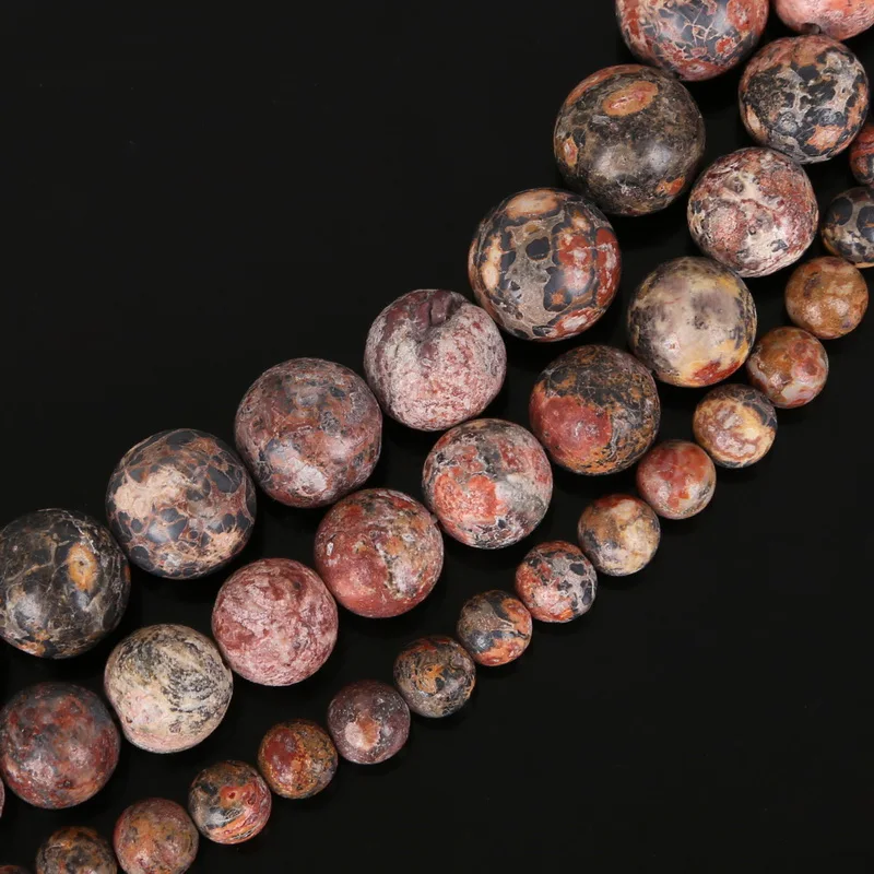 Оптовая продажа бусины из натурального камня с леопардовыми полосками матовые