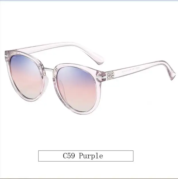 Purple c59 Ruosyling Sunglasses Women Female Polarized UV 400 TAC Lens Dark Round Shades Sun Glasses Ladies Girls Luxury Glasses Beach - Цвет линз: Purple c59