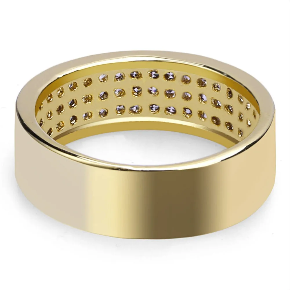TOPGRILLZ хип хоп Iced Out Bling ювелирные изделия золотистое кольцо микро проложить кубический циркон круглые кольца для мужчин и женщин Подарки