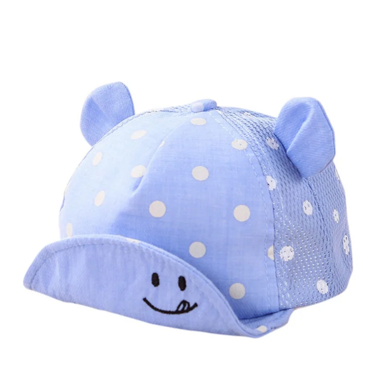 Light Blue Детская кепка в горошек, новая Кепка для мальчиков и девочек, летние шапки для мальчиков, детская солнцезащитная Кепка с ушками,, Солнцезащитная шапка для маленьких девочек, весенние детские аксессуары - Цвет: Light Blue