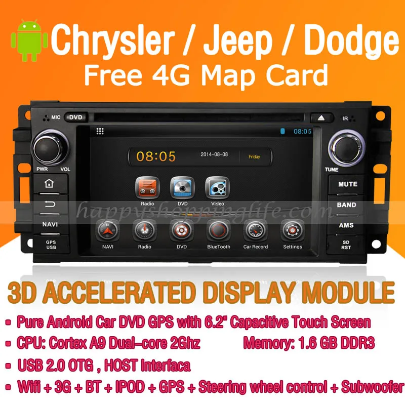 Android 7 1 dvd плеер автомобиля для Dodge Caravan Jeep Wrangler 2005 2007 Авторадио Стерео gps навигации
