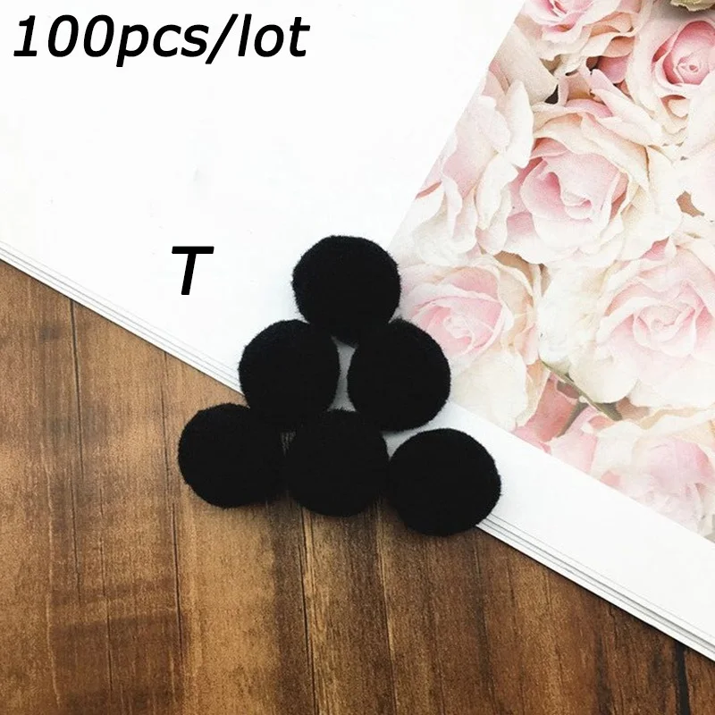 T 100 шт./лот, 15 мм цвета, шерстяные фетровые шары, круглые помпоны для девочек, самодельные вечерние украшения, цветные аксессуары 8C1952 - Цвет: T