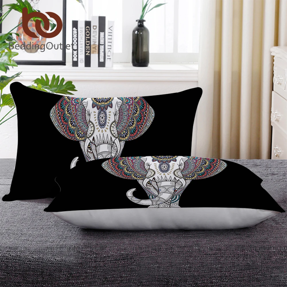 BeddingOutlet подушка для тела в виде слона богемное черное постельное белье мандала