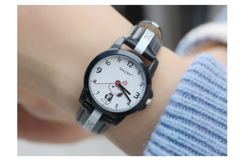 SNOOPY официальный relojes мультфильм детские часы модные детские милые PU Кварцевые часы для девочек relogio feminino SNW796
