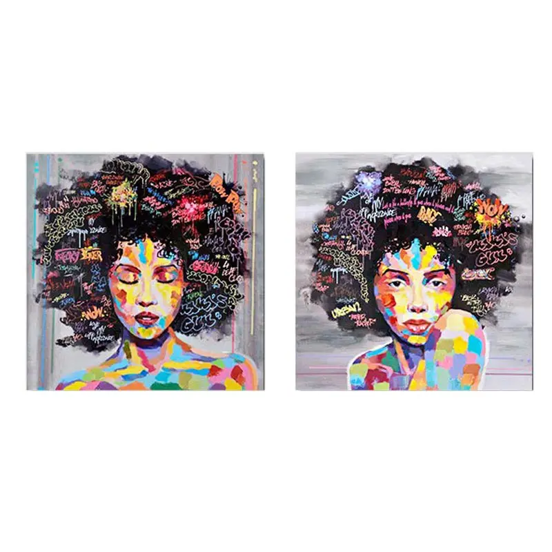 Африканские женские портрет масляными красками на принтах гостиная Граффити