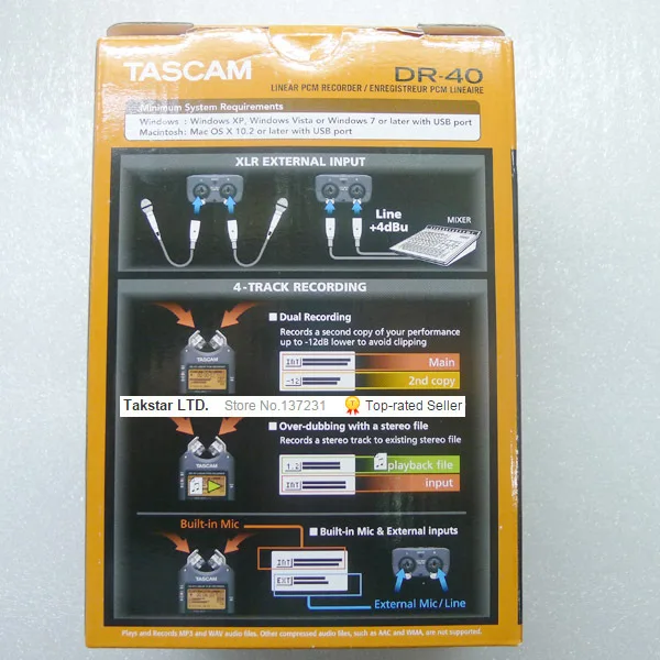 Горячая новинка Tascam dr-40 ручной цифровой диктофон профессиональная записывающая ручка бренд