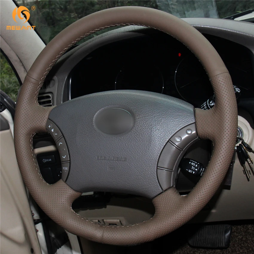 Чехол на руль MEWANT темно коричневый из натуральной кожи для Toyota Land Cruiser Prado 120 2003 2007