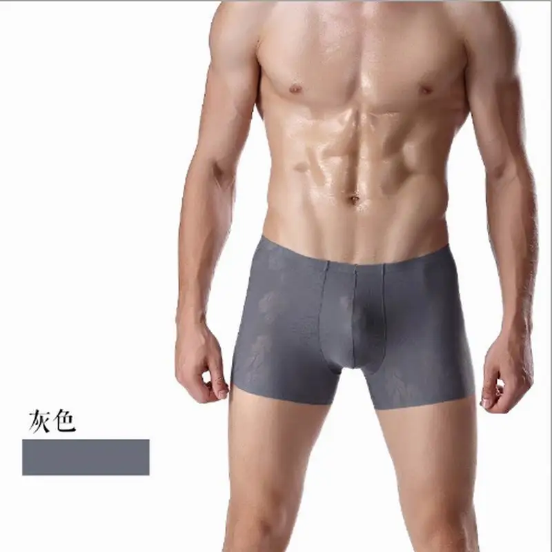 

Breathable fabric men sexy silk printing type seamless boxer underwear optional six color