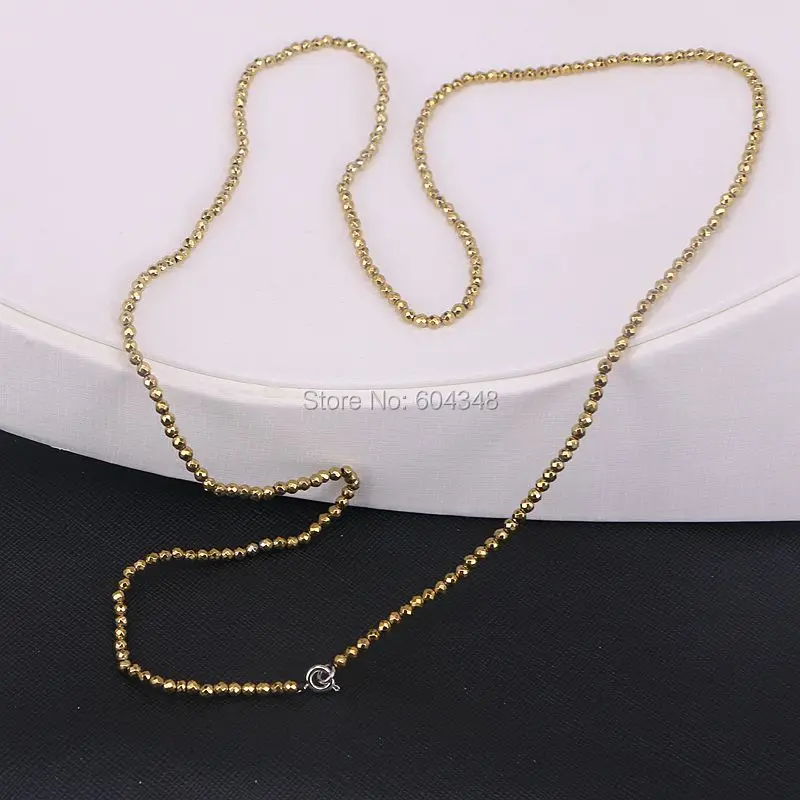 Ожерелье из Гематитовых бусин с длинной цепочкой 5 нитей диаметром 3 мм