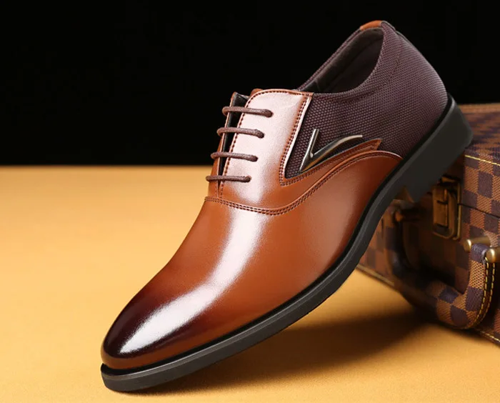 Mwxsd brand mens formal leather shoes men Gradation brown soft dress male casual Office Lace-up Oxford Shoes | Обувь
