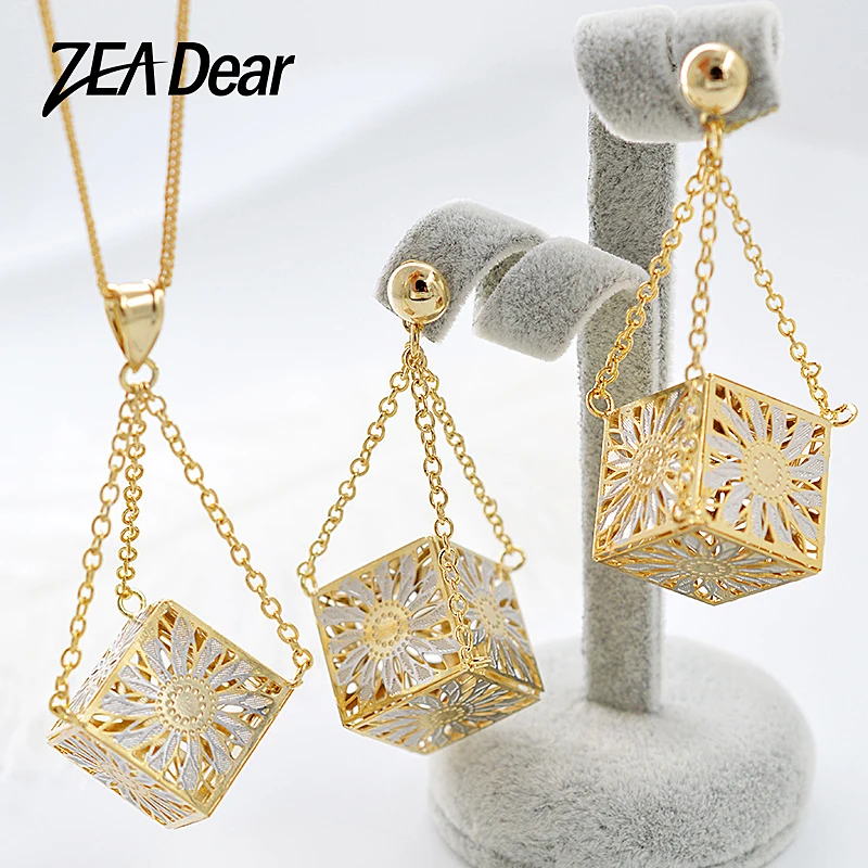 Женские Наборы украшений ZEADear модные квадратные ажурные серьги ожерелье