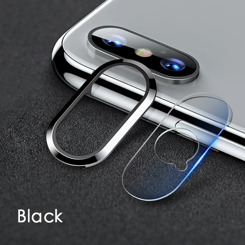 Metal Camera Lens Protective Ring+ Lens Protector 6D Transparent Tempered Glass Film For iPhone 6 6s Plus 7 8 Plus X XR XS Max