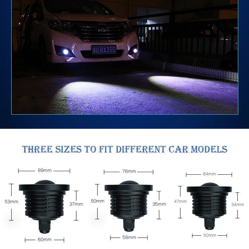 A Pair Night Eye Series LED Car Foglight Bulbs Angel Circle 60W 2400LM 6000K 7000K Auto Headlamp | Автомобили и мотоциклы