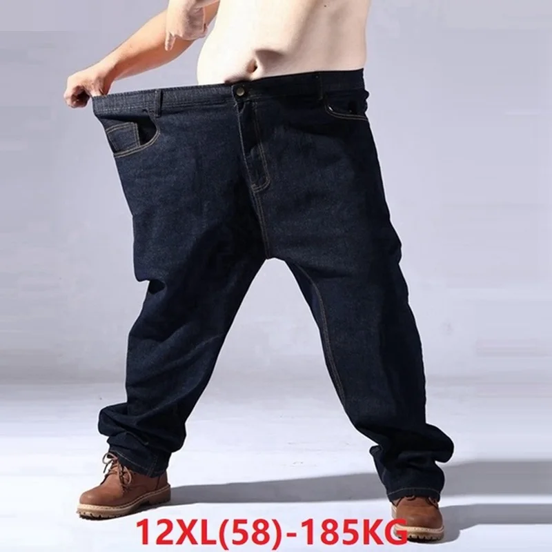 Мужские джинсы большого размера 9XL 10XL 11XL 12XL, джинсы с высокой талией, мужские джинсовые брюки, прямые джинсы 62 64 66, эластичные джинсы