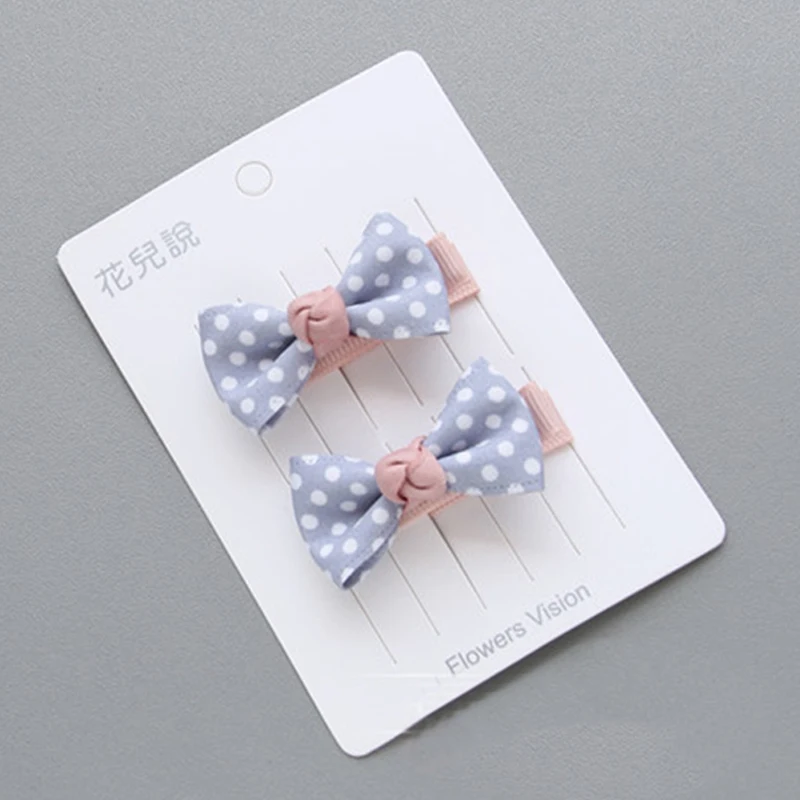 Hair pin Blue Новые изящные заколки для волос с волнистыми точками; повязка для волос принцессы с бантом; детская одежда; регулируемая эластичная резинка для девочек; 1 пара; для детей - Цвет: Hair pin Blue