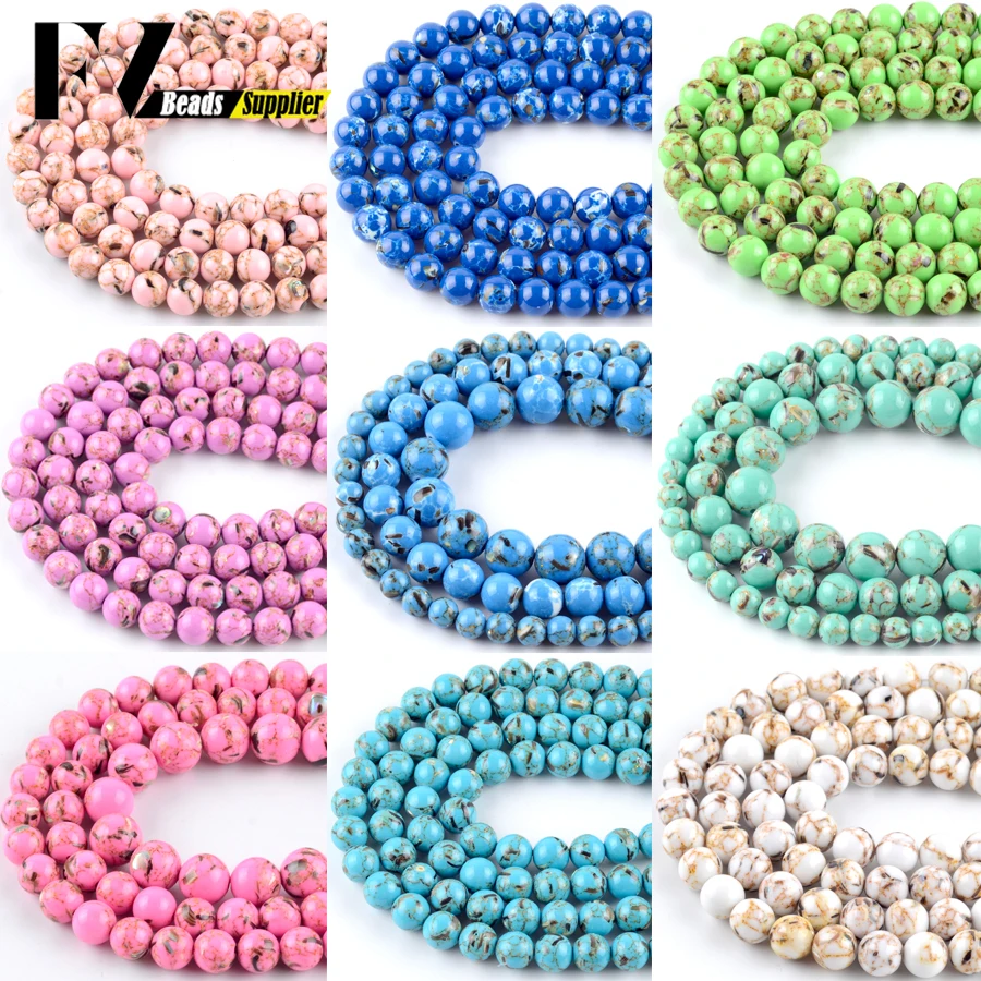 Круглые Бусины Из Натурального ракушки Howlite для изготовления ювелирных изделий