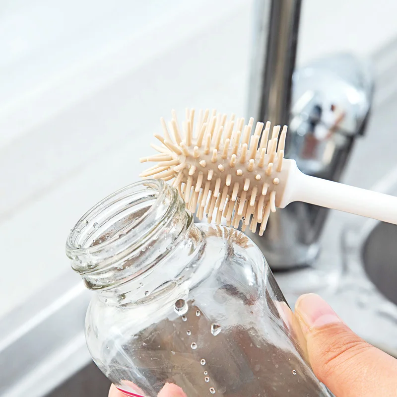 Белая длинная ручка Кухонная Губка Щетки для мытья чашки щетка молочных бутылок